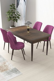 Hanah Home Juego de Mesa y Sillas de Comedor de 5 Piezas, Barroco y Morado